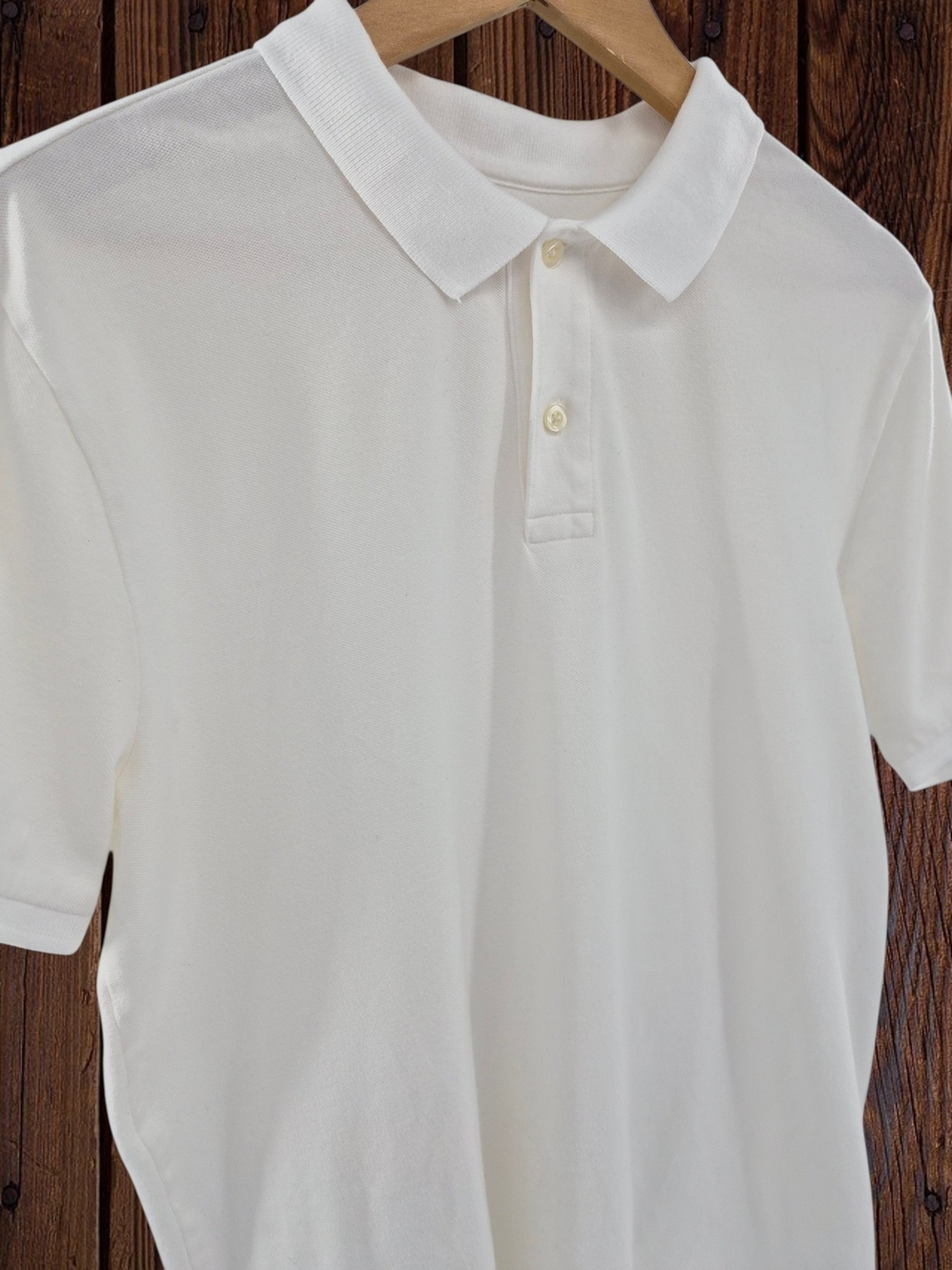 GAP White Stretch Pique Polo Shirt Mens L Golf Preppy Quiet Luxury Old Money Top - Picture 4 of 8